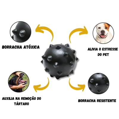 Brinquedo Bola Grande Maciça Resistente Cravo Preta