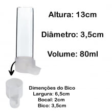 Bebedouro Base Plástica Gaiola Pássaro Pixarro 80ml