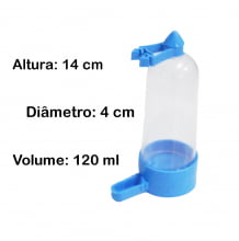 Bebedouro Plástico Gaiola Pássaro Pixarro 120ml