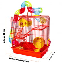 Gaiola Casinha Brinquedo Hamster 3 Andares Completa